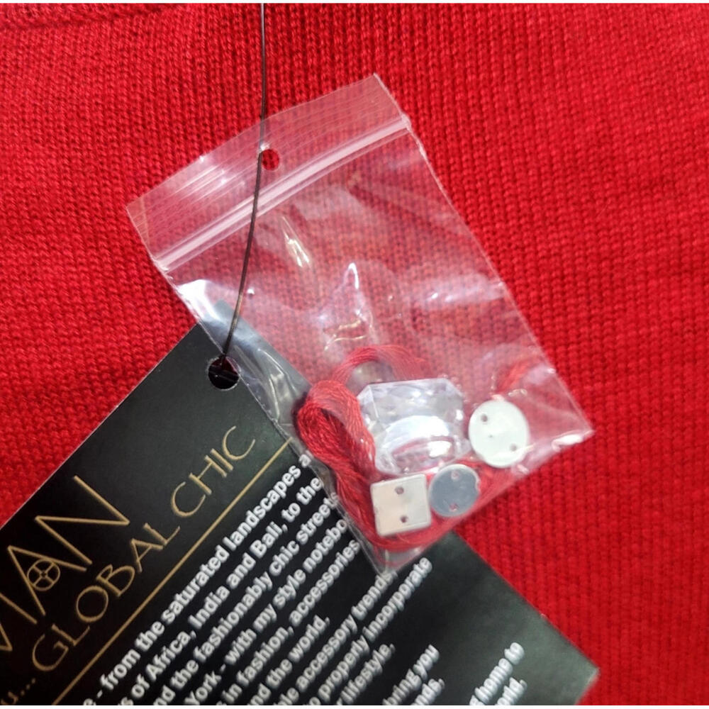 Iman Jeweled‎ Embellished "Touch of Cashmere" Sweater Tunic Red - Picture 6 of 12